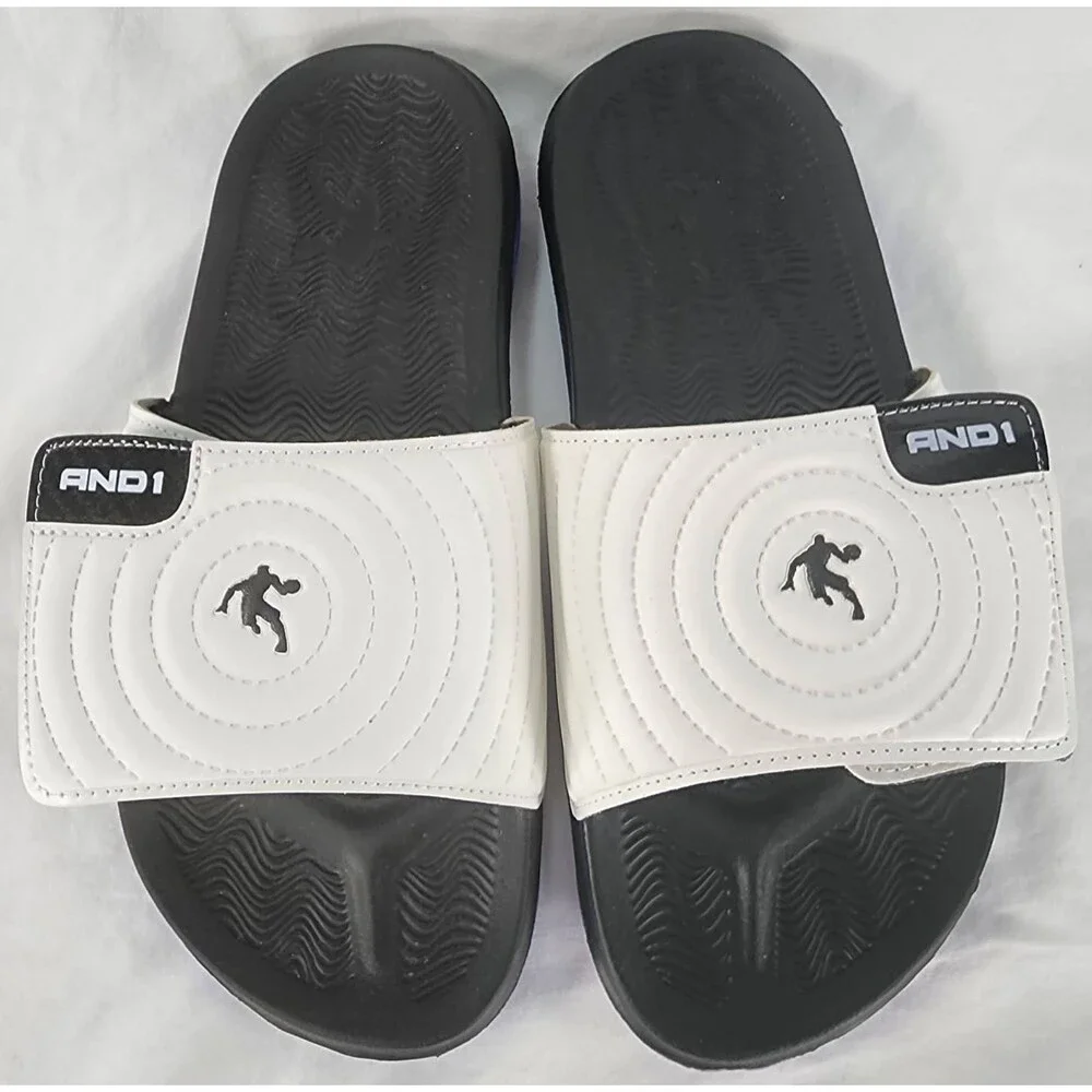 AND1 Men’s Athletic Adjustable Swirl Slide Sandals Size 8